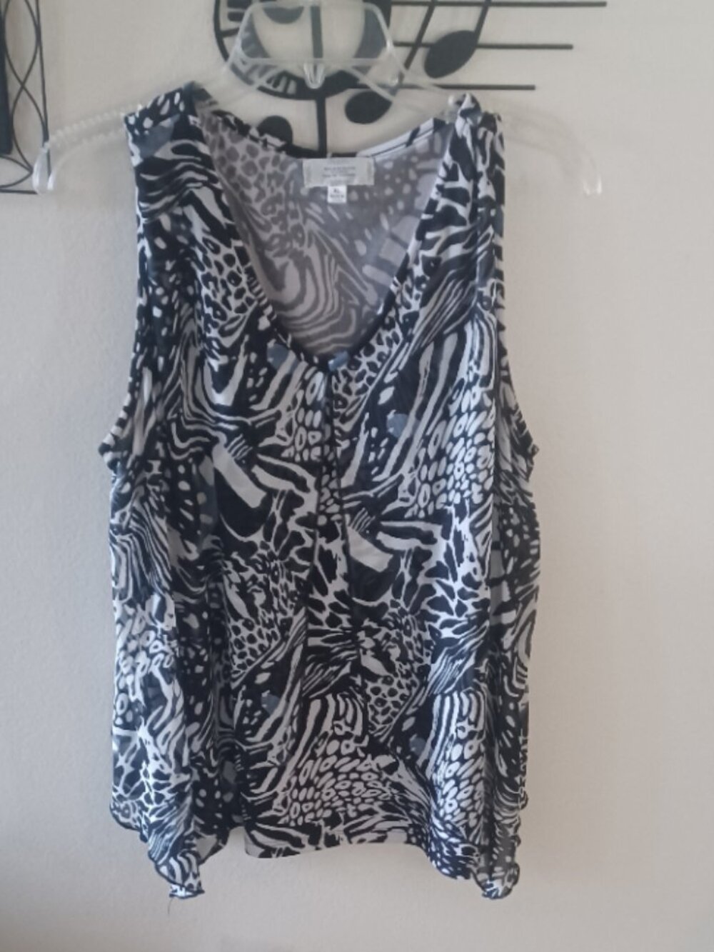 Shannon Ford NY Layered Flowy Zebra pattern Sleeveless Tank Stretch XL